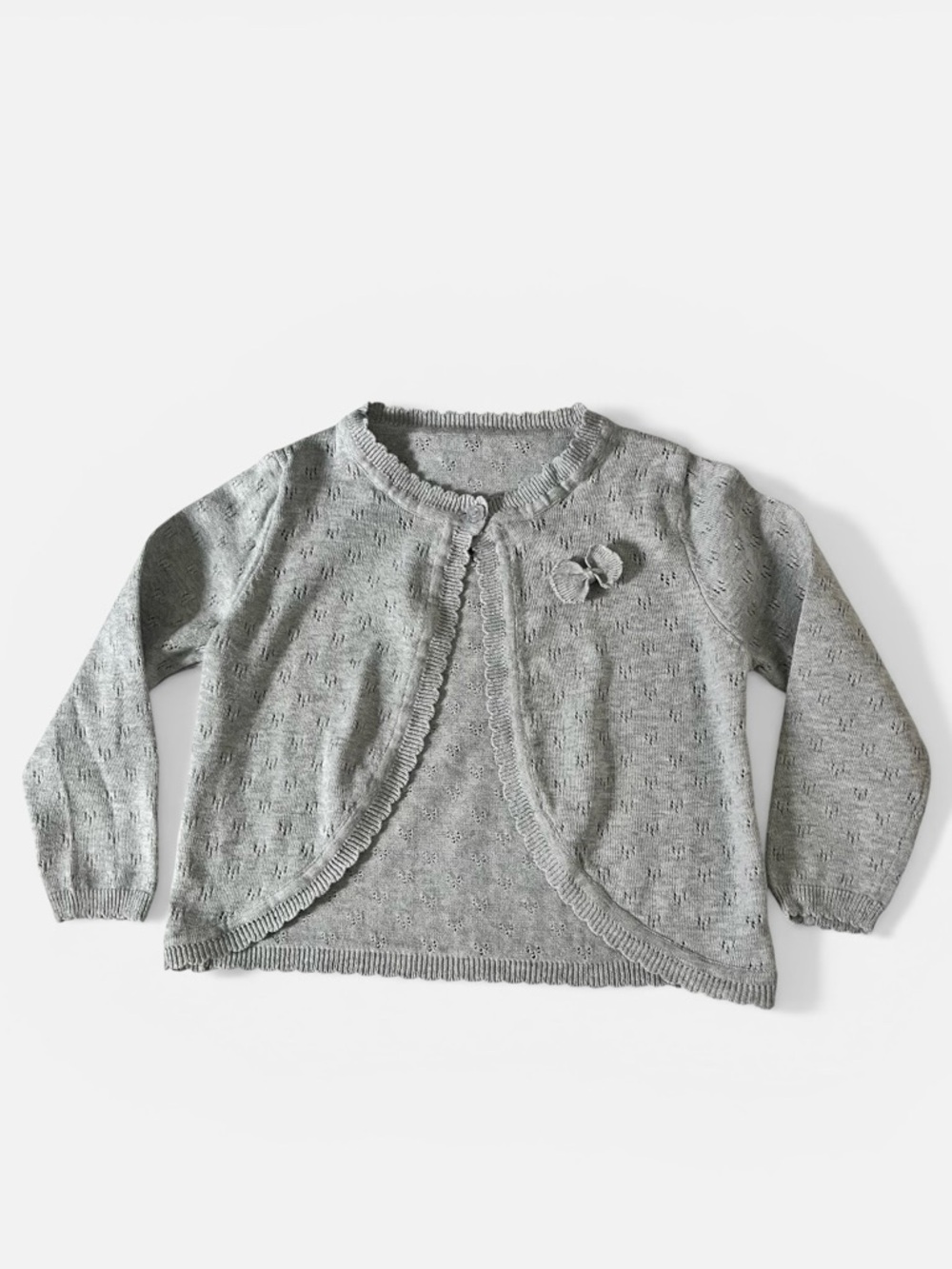 Girls' Gray Knit Cardigan Sweater